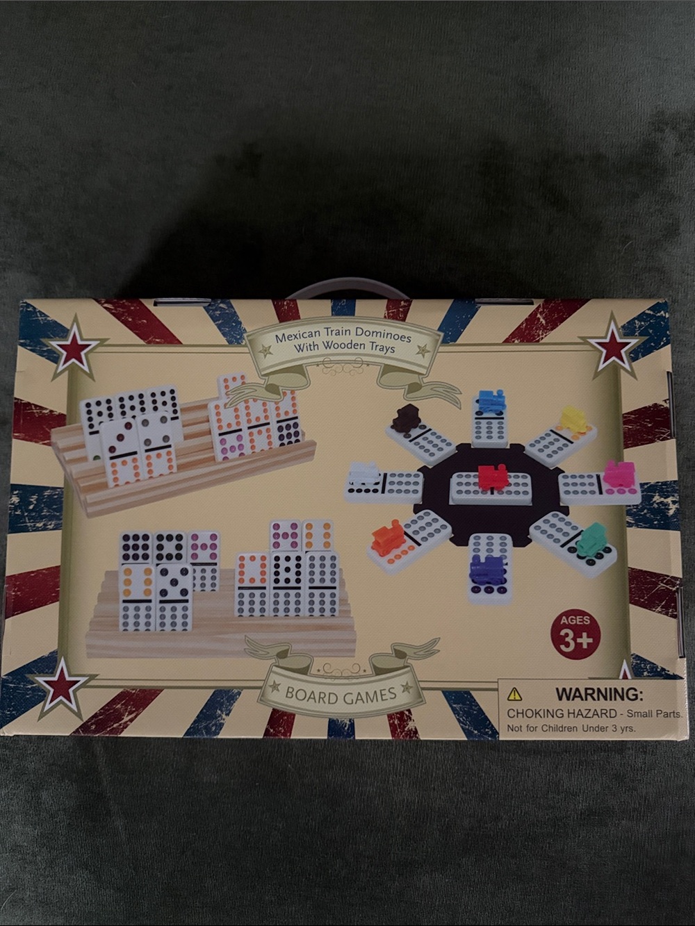 Classic Mexican Train Dominoes Set with Multicolor Trains